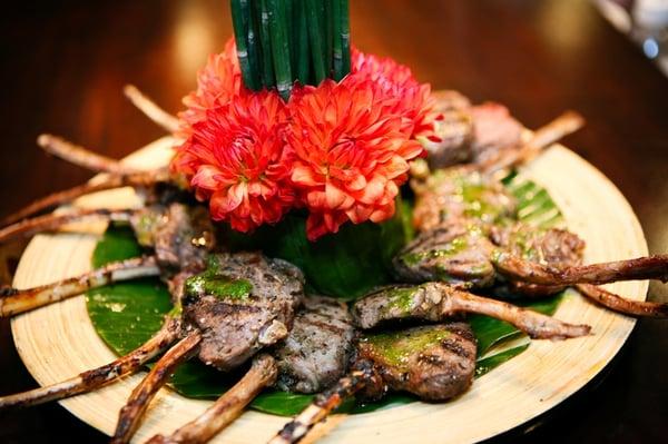 lamb lollipops with Chef Helene's special sauce