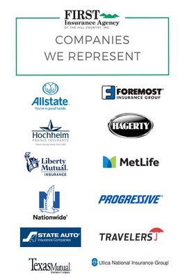 A few of the many companies we partner with to find you better coverage & prices!