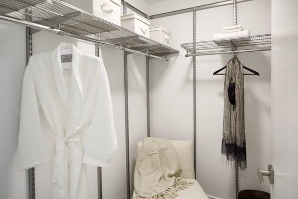 Each unit offers generous storage space including customizble closets to personalize for individual needs.