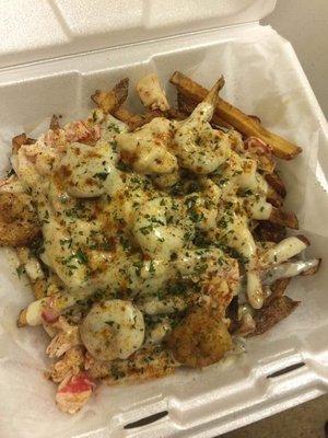 Loaded crab and shrimp fries