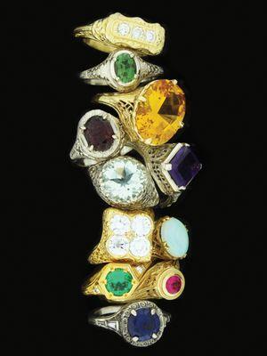 Vintage Filigree Gemstone Rings by HUGO KOHL