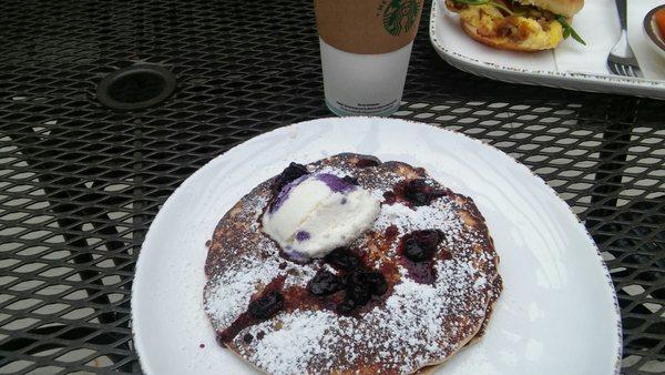 Lemon blueberry ricotta pancakes.