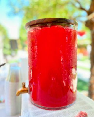 Pre-pressed organic watermelon juice.