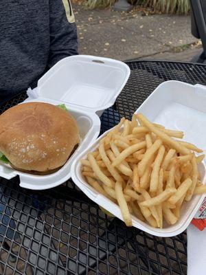 Burger and fries