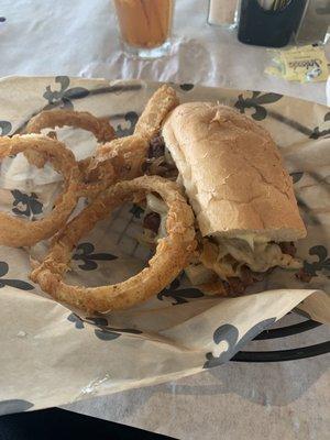 New Orleans poboy with onion rings