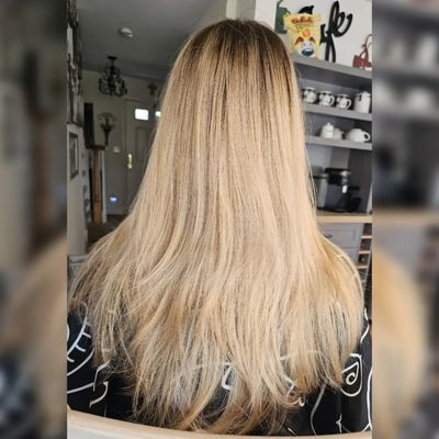 Full head Balayage with root blend toner