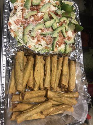 Chicken flautas tray