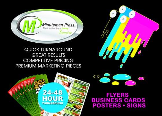 -QUICK TURNAROUND  -GREAT RESULTS  -COMPETITIVE PRICING -PREMIUM MARKETING PIECES CONTACT US FOR ALL YOUR PRINTING NEEDS 954-572-0790 cust