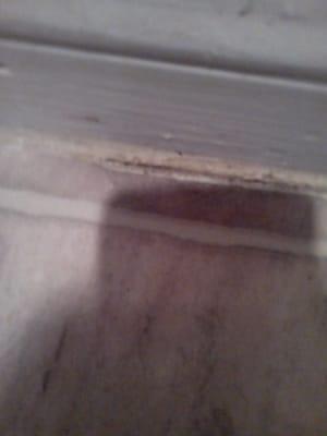 Edge of front door tile peeling off.