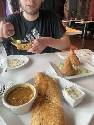 Lamb Dosa, Samosa