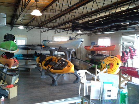 The retail show room, we sell kayaks, canoes, paddleboards and all the accessories for them