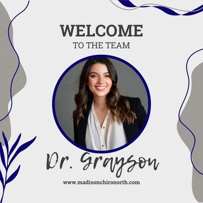 We have a new Dr.  Meet Dr. Grayson