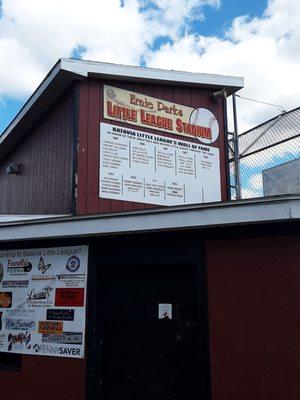 They're sure proud of their little league, noting the Batavia little league's Wall of Fame.