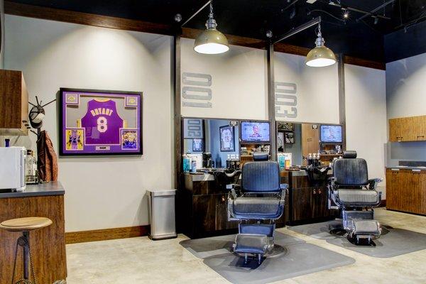 Barber shop featuring authentic, signed Kobe Bryan #8 Jersey