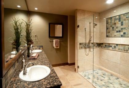 bathroom tile and granite counter