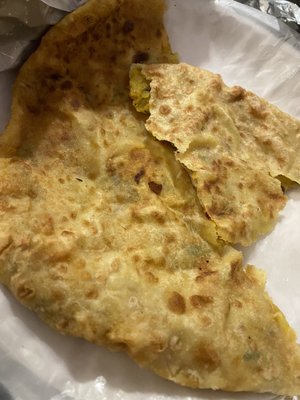 47. Aloo Paratha, this was not crispy but it was delivery but also it still tasty dough-y/rawish