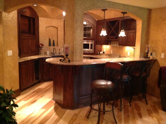 Custom cabinets made of knotty alder.