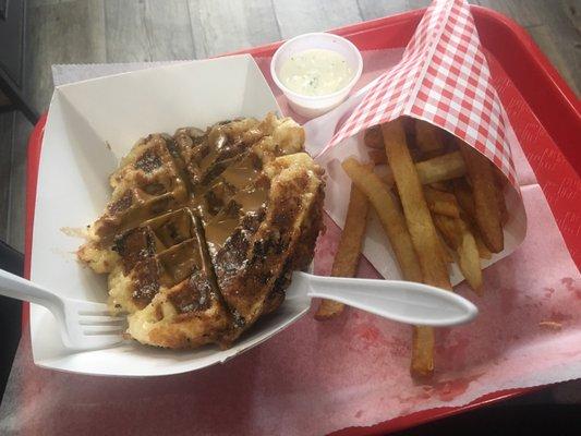 Liege waffle with speculoos and small cone of frites ^_^