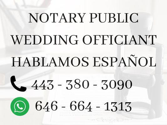 If you need any document notarized don't hesitate in giving us a call, hablamos su idioma : 443-380-3090