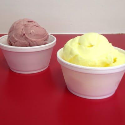 Black raspberry and lemon sherbets...perfect on a hot day!