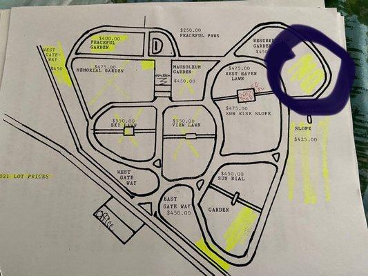 6/18/21 Map of cemetery.