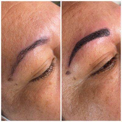 Powder brows - before and after