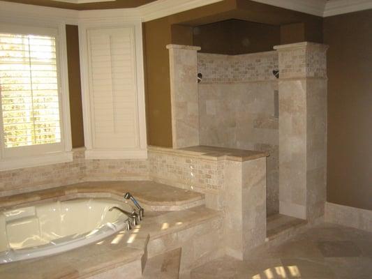 Travertine bathroom Dunwoody, Ga