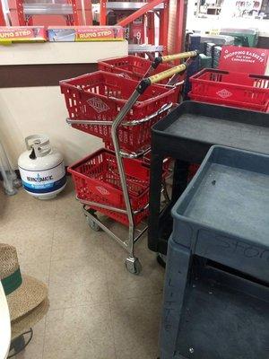 something to handle all your shopping needs: hand basket, shopping basket, shop cart