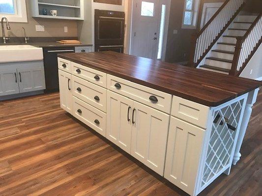 Painted cabinets for a kitchen island from The Woodsmiths in Kalamazoo, MI.