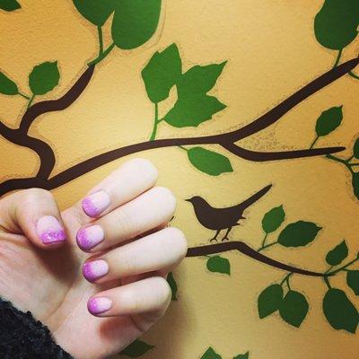 My gradient nails and the background is the salon's wall decor!