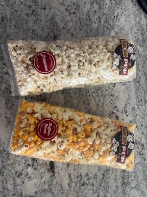 Jalapeño popcorn and buffalo ranch popcorn!