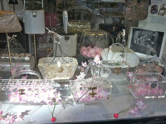 So many lucite purses! Also more earrings, cufflinks, & other vintage stuff inside.