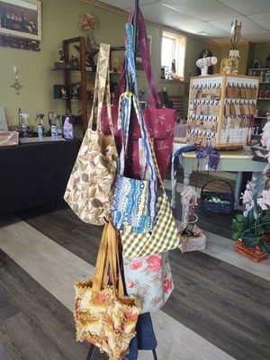 Handmade purses and bags.