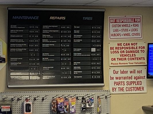 Services board & customer notices