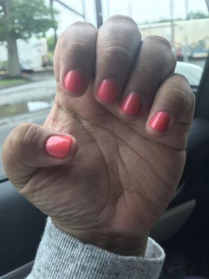 Gel manicure lasts at least 3 weeks! $25! Highly recommend