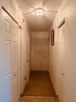 Hallway into bedrooms and bathroom