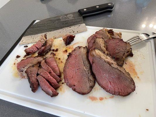 Wagyu tri tip cooked in smoker