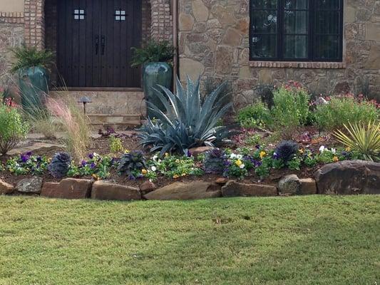 Beautiful landscaping with decorative stone