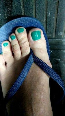 Used my polish from home for my pedicure. Happy with shaping and filling. Basic pedicure included hot towel wrap and lotion massage.