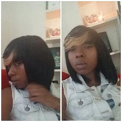 Full sew in bob with bangs