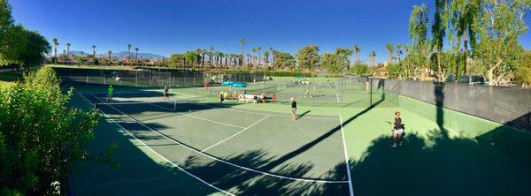 Eight courts with golf and mountain views.