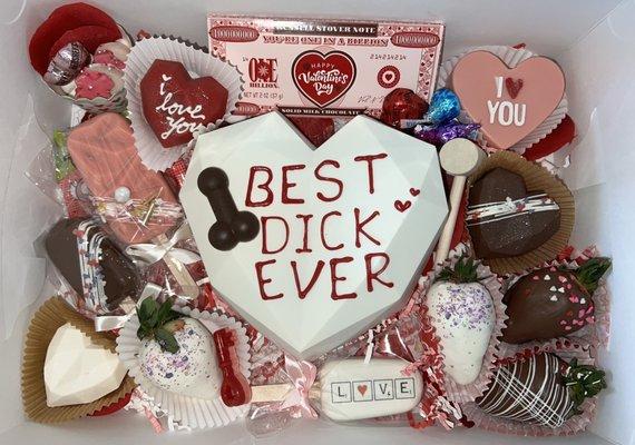 Valentine's Day Box with custom writing on chocolate heart