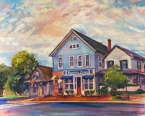 Our store painted by local artist Palmer Smith.  We opened in 1997 and love our town and sell LEE Industries sofas & more.