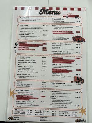 The lunch/dinner menu