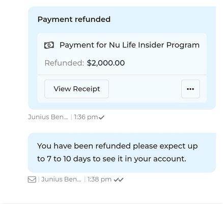 Proof his refund