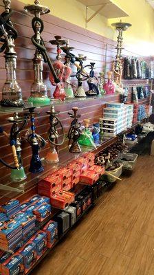 Smoke shop carries a large variety of traditional pipes, tobacco, and cigars.