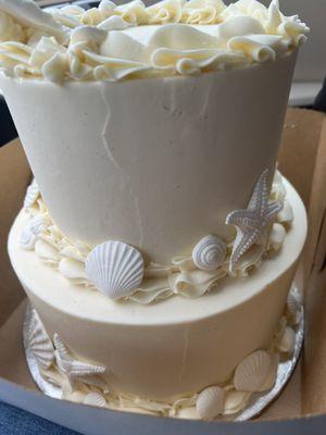 Vanilla Seashell Cake with Vanilla Butter cream filling and frosting.