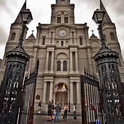 The St Louis Cathedral located in Jackson Square. (the oldest operating cathedral in the United States)