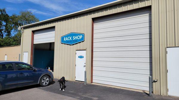 The Rack Shop Storefront and Shop Dog!