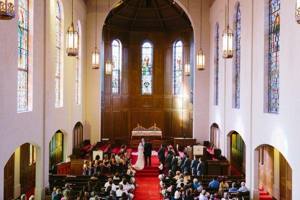 Wedding ceremony inside the chapel.